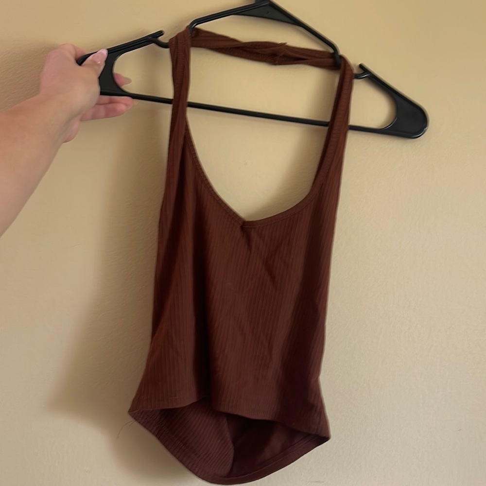 No tags brand unknown brand worn once brown halter top